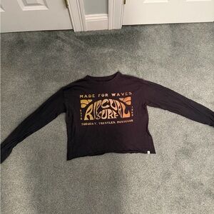 PacSun Black Long Sleeve Tee with Orange Graphic